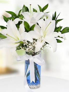 beyaz lilyum vazo