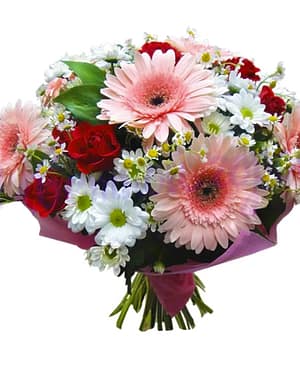 karışık mevsim çiçekleri buket