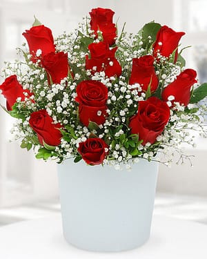 12 kırmızı gül seramik