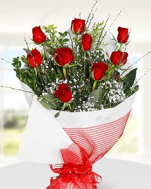 9 kırmızı gül buket