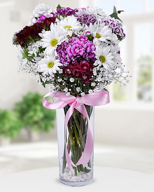 beyaz papatya hüsnüyusuf vazo